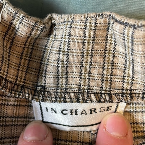 VTG Soft Grunge Plaid Mini Skirt Y2K In Charge XS Tan Academia Neutral Prep Alt - Picture 11 of 13